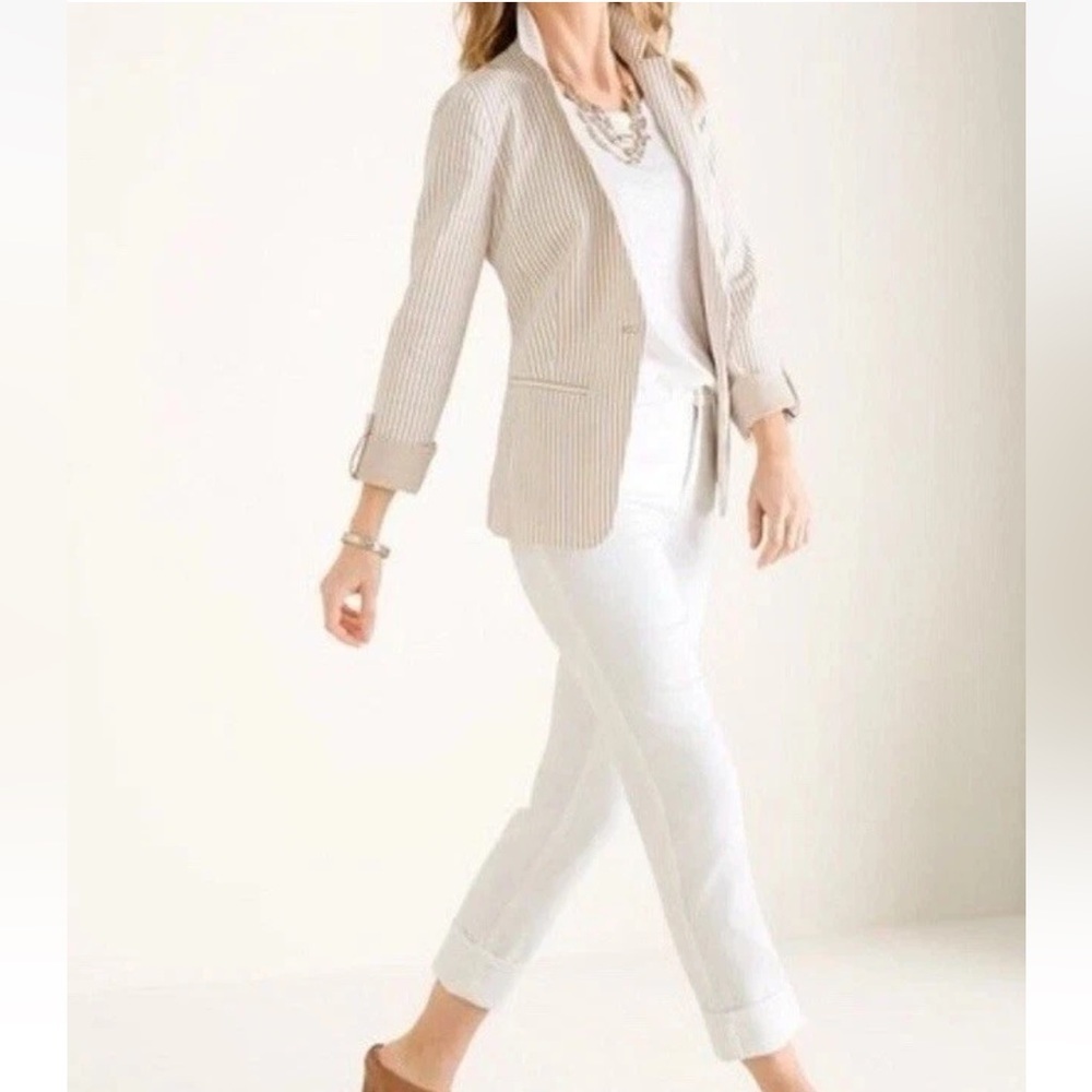 Chico’s Womens White Fabulously Slimming‎ Crop Pants Cuff Size 3 US 16